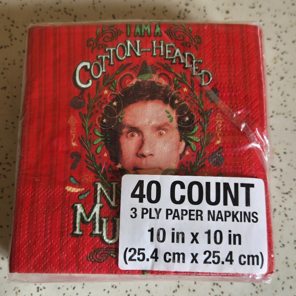 Cotton-Headed Ninny Muggins Red Napkins - 40 Count NIP